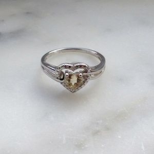 Genuine Diamond Lemon Quartz Heart Ring